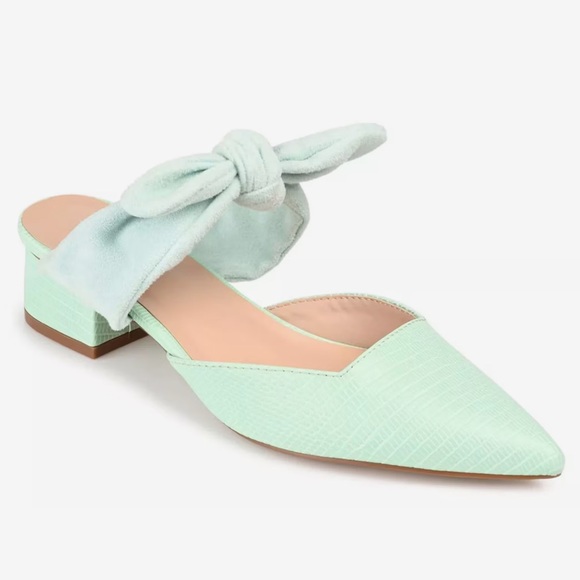 New JOURNEY COLLECTION Melora Mule Mint Green Bow Detail Shoes Women's SIZE 10 - Picture 1 of 11